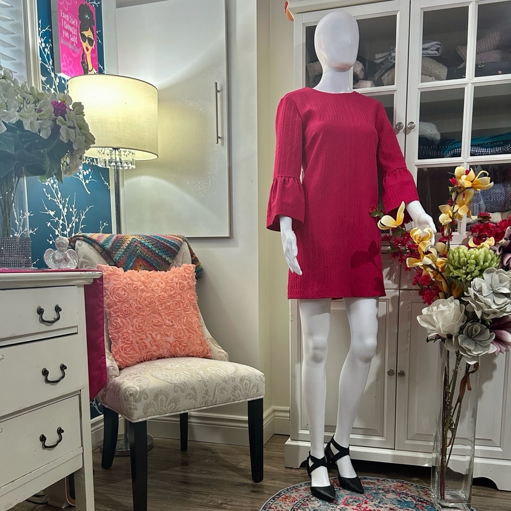 ZARA Vibrant Pink Bell-Sleeve Mini Dress 👗. In size S
♥️🛍️
